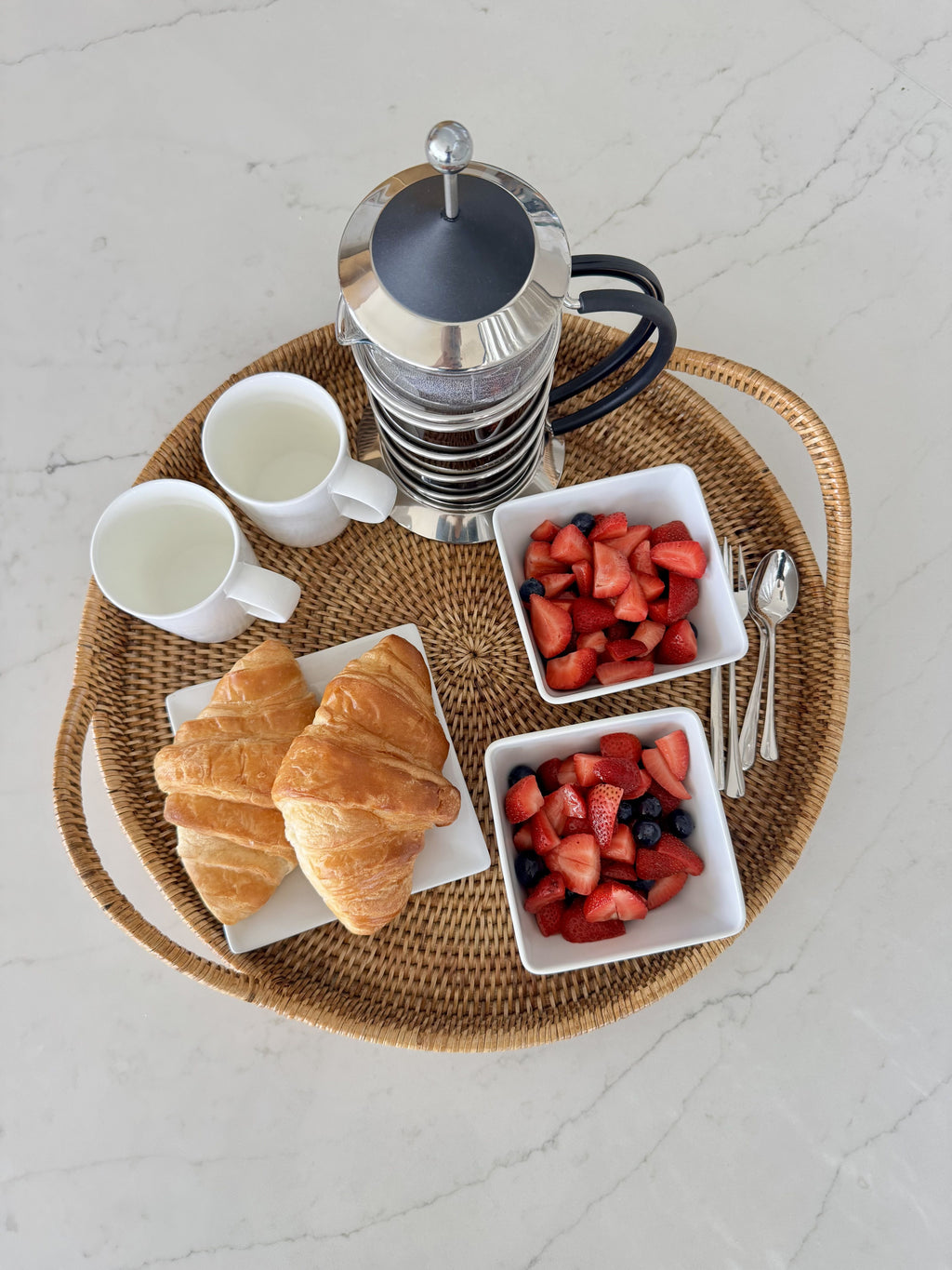 La Jolla Rattan Round Serving Tray