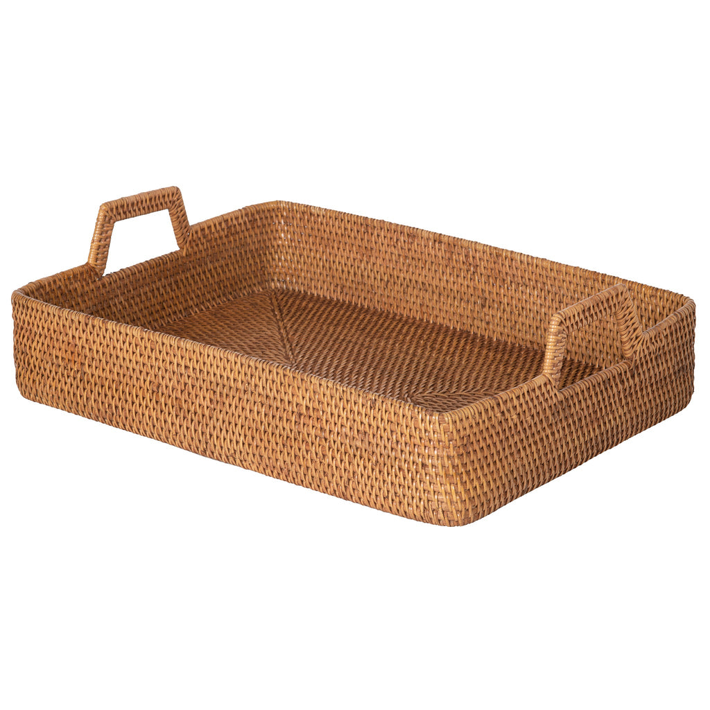 Loma Rectangular Rattan High Wall Serving Tray