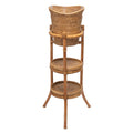 La Jolla Acrylic Champagne Bucket in Rattan Basket with with Stand, Honey-Brown