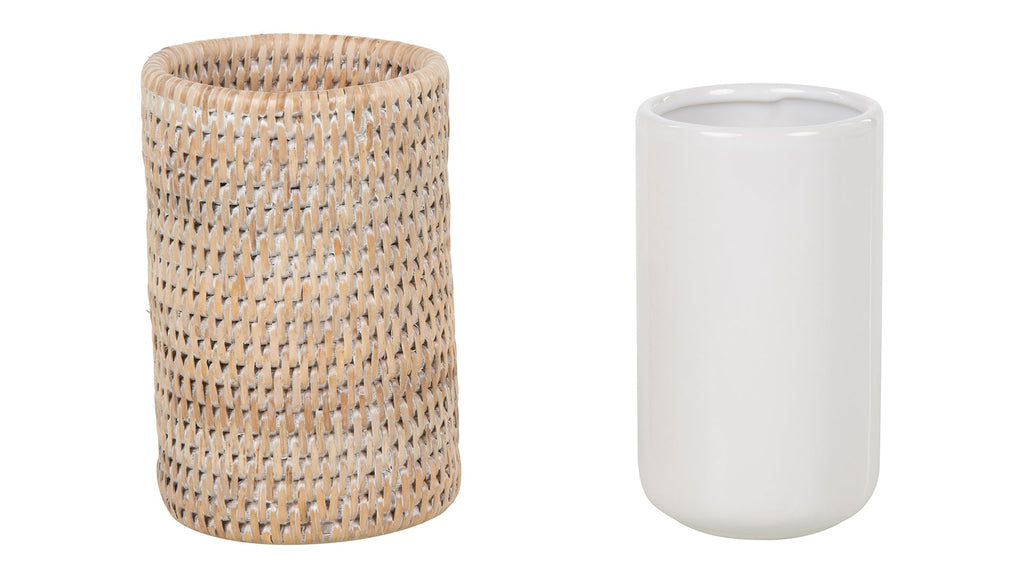 La Jolla Rattan Bathroom Tumbler and Toothbrush Holder (10 fl.oz.)