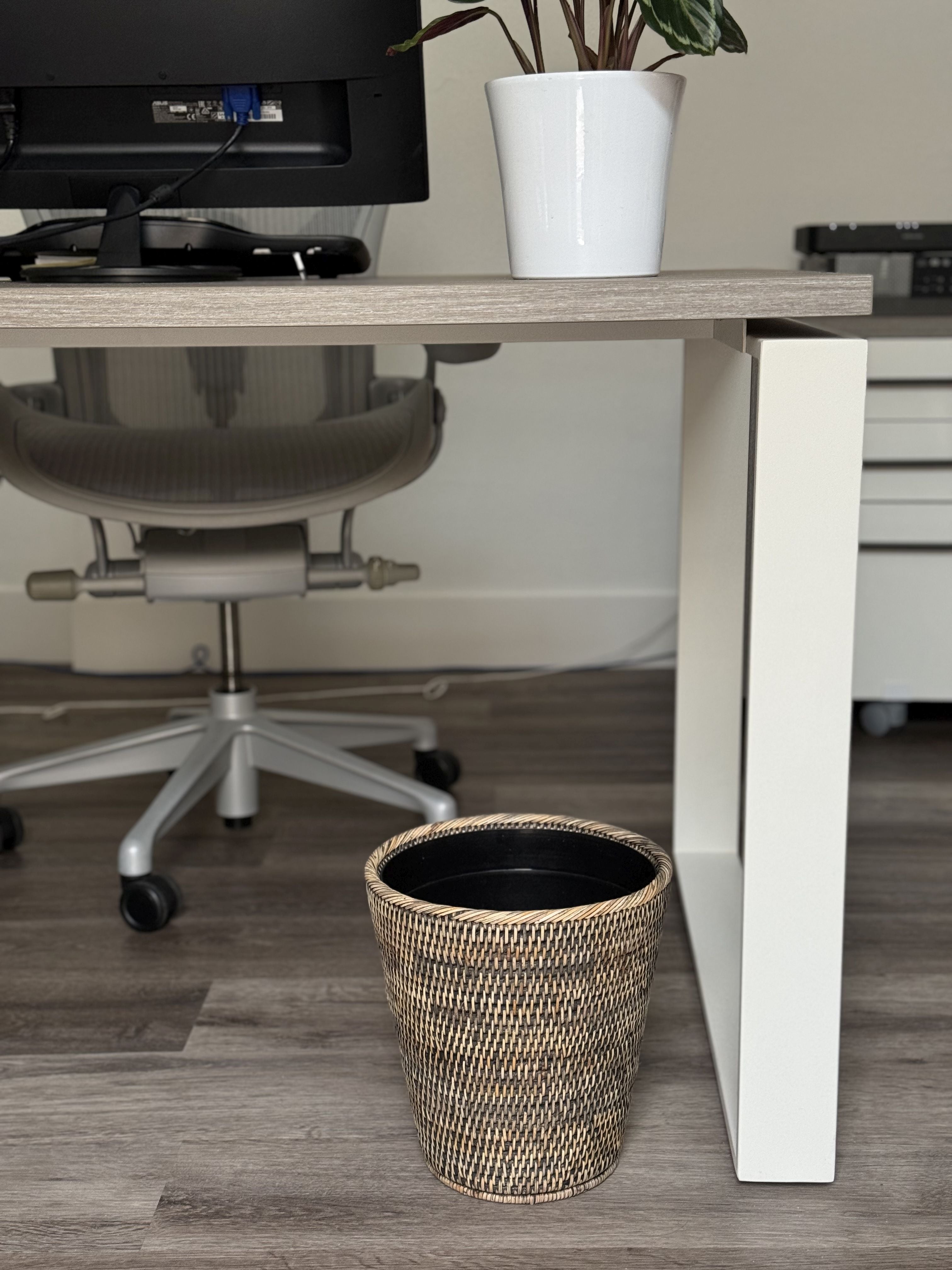 La Jolla Rattan Waste Basket with Plastic Insert
