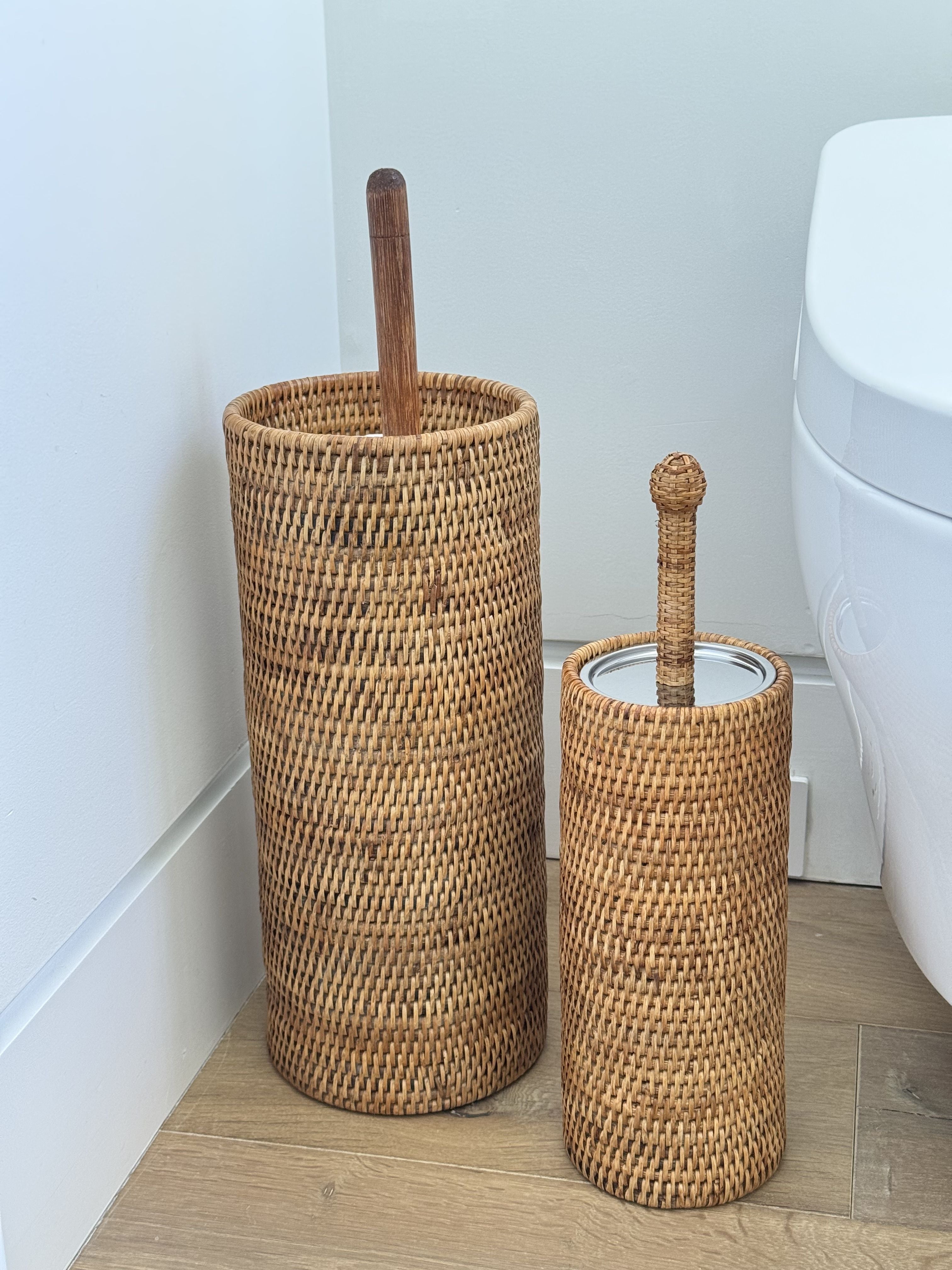 La Jolla Rattan Toilet Brush with Stand