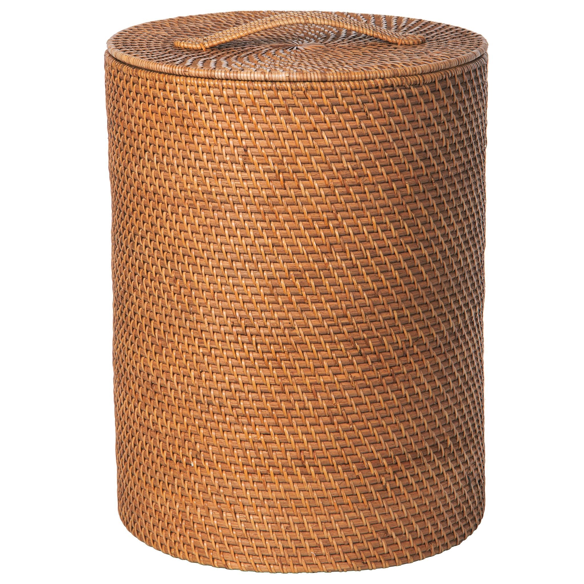 Loma Round Rattan Hamper with Liner, Small Apartment Size