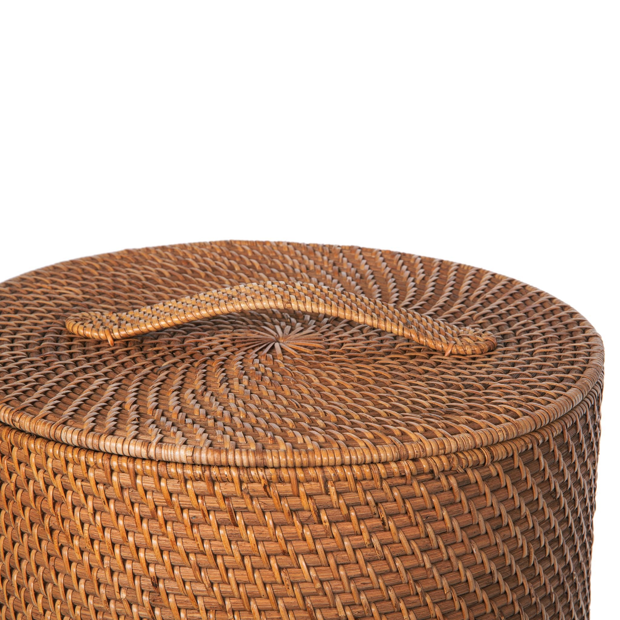 Loma Round Rattan Hamper with Liner, Small Apartment Size