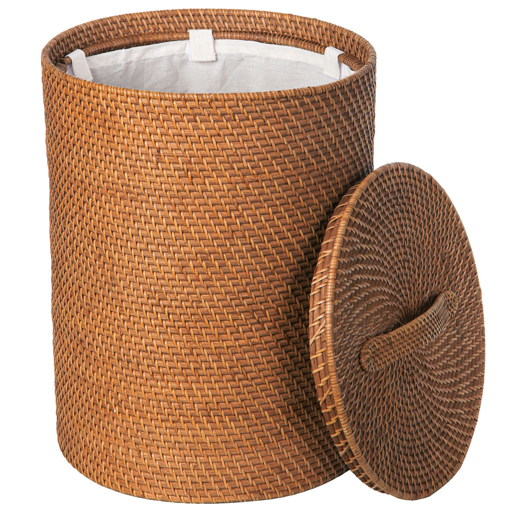 Loma Round Rattan Hamper with Liner, Small Apartment Size