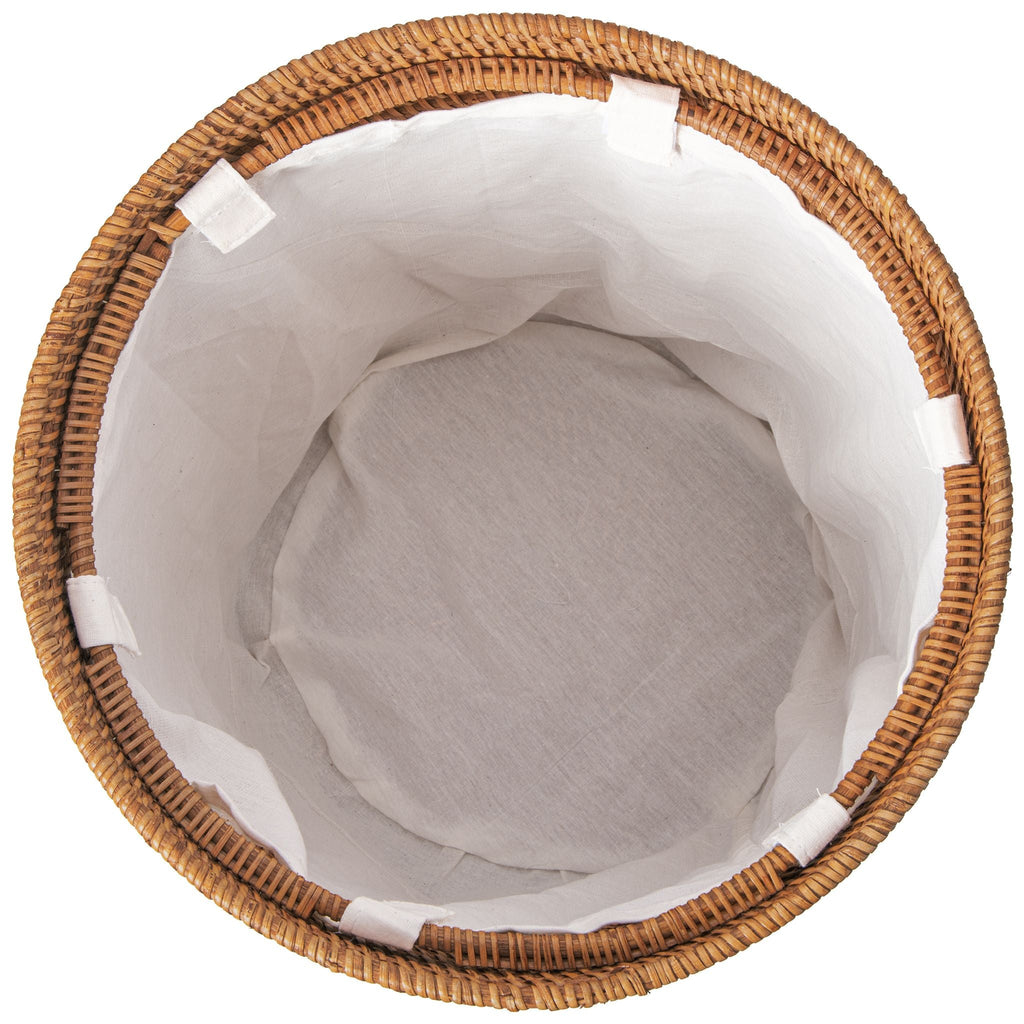 Loma Round Rattan Hamper with Liner, Small Apartment Size