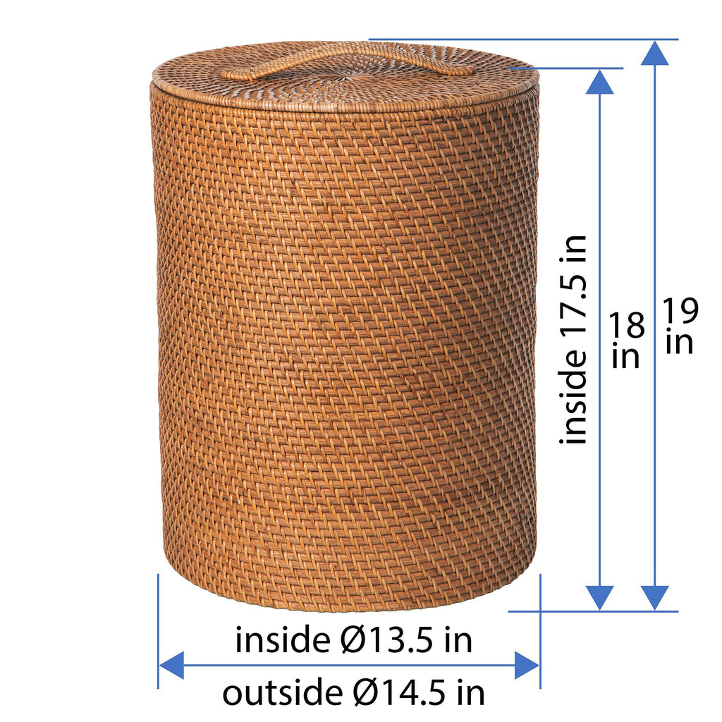 Loma Round Rattan Hamper with Liner, Small Apartment Size