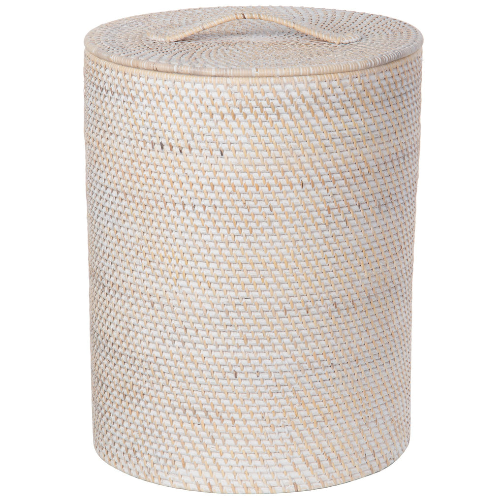 Loma Round Rattan Hamper with Liner, Small Apartment Size