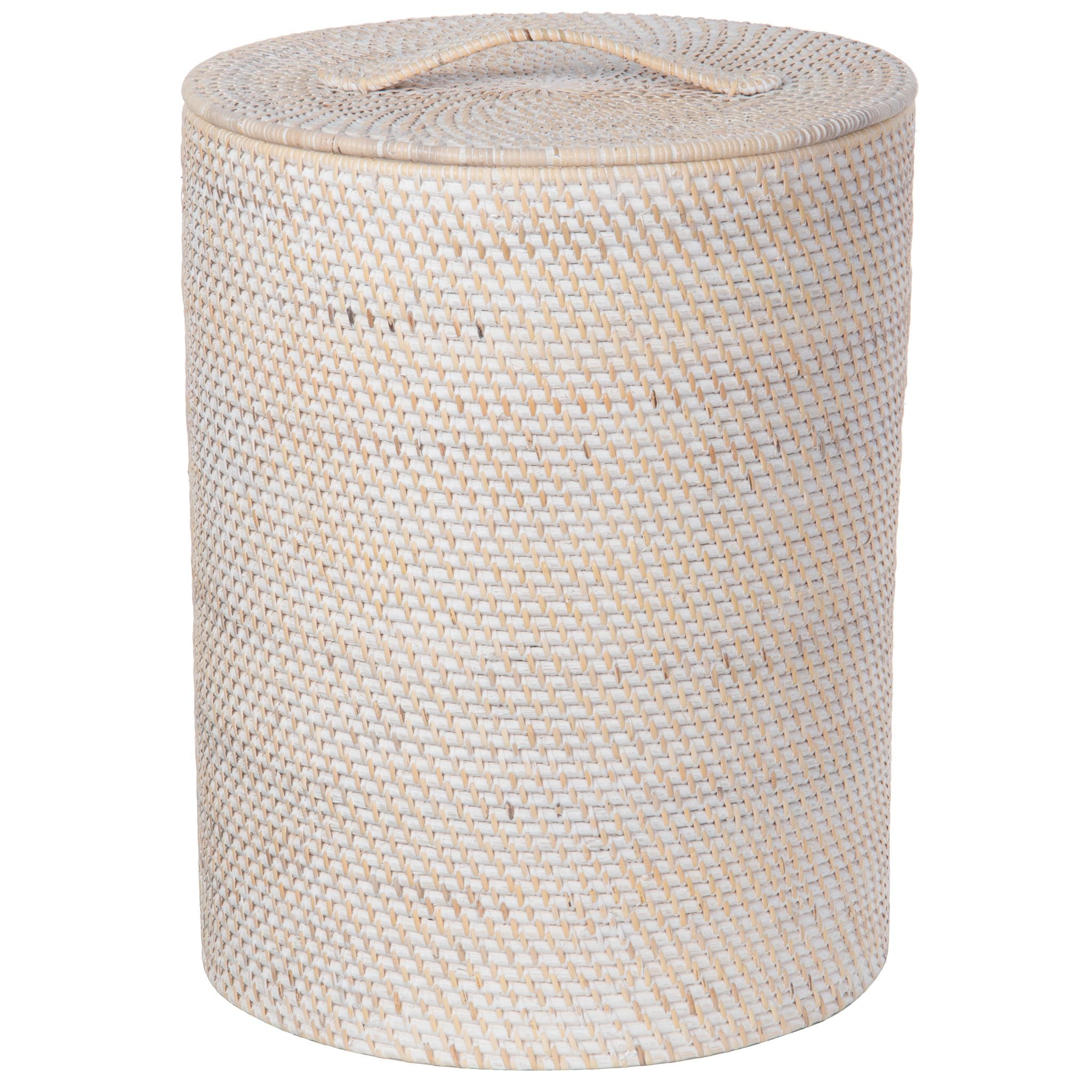 Loma Round Rattan Hamper with Liner, Small Apartment Size