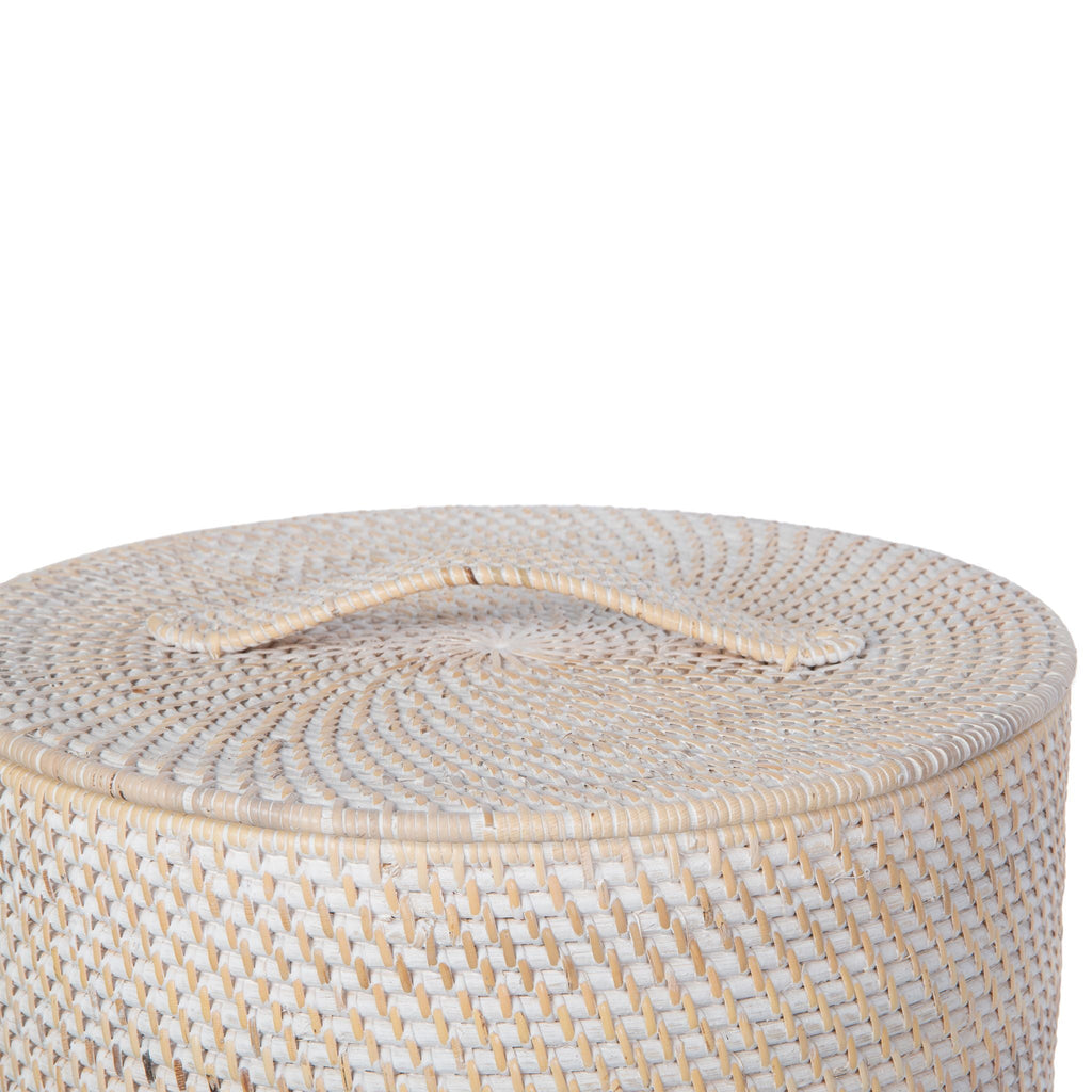 Loma Round Rattan Hamper with Liner, Small Apartment Size