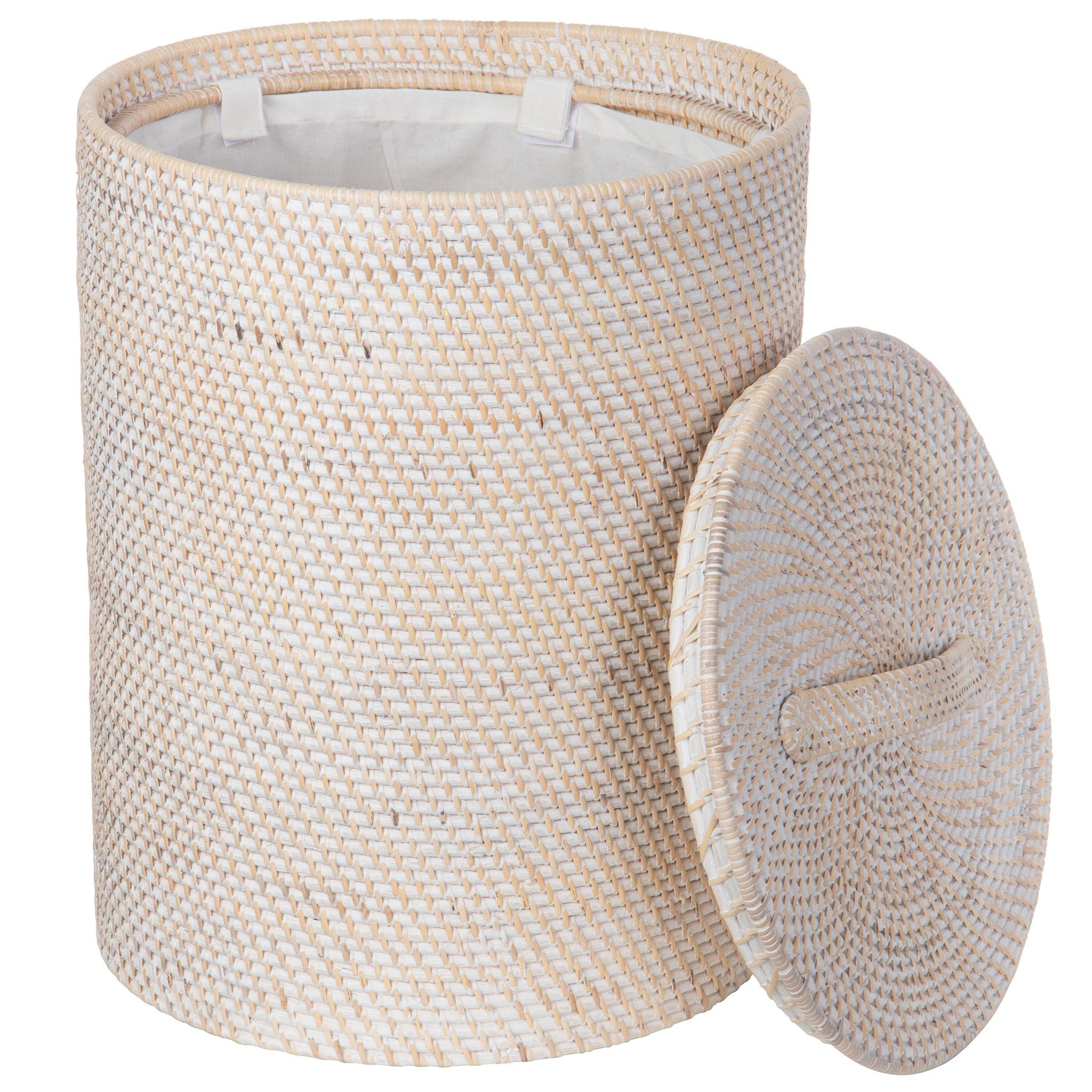 Loma Round Rattan Hamper with Liner, Small Apartment Size