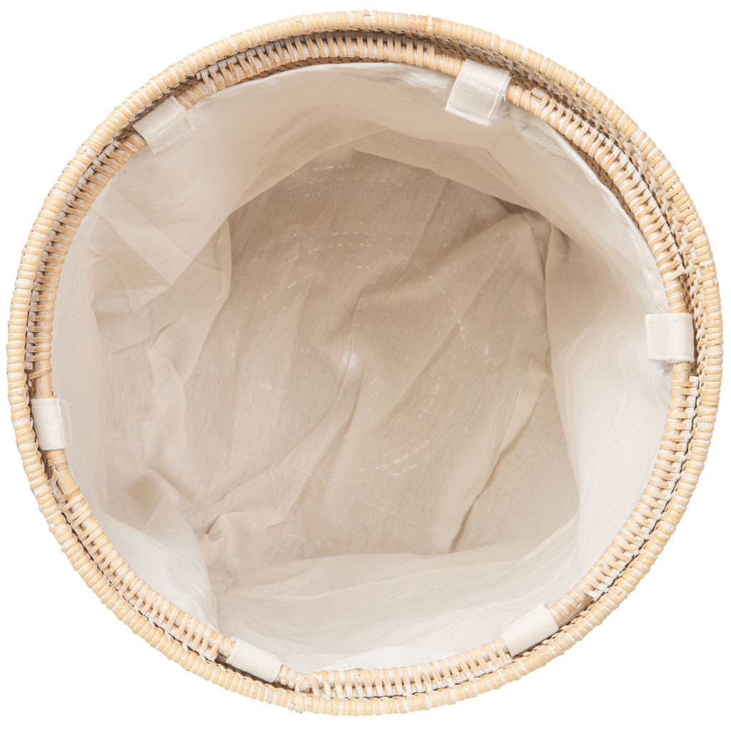 Loma Round Rattan Hamper with Liner, Small Apartment Size