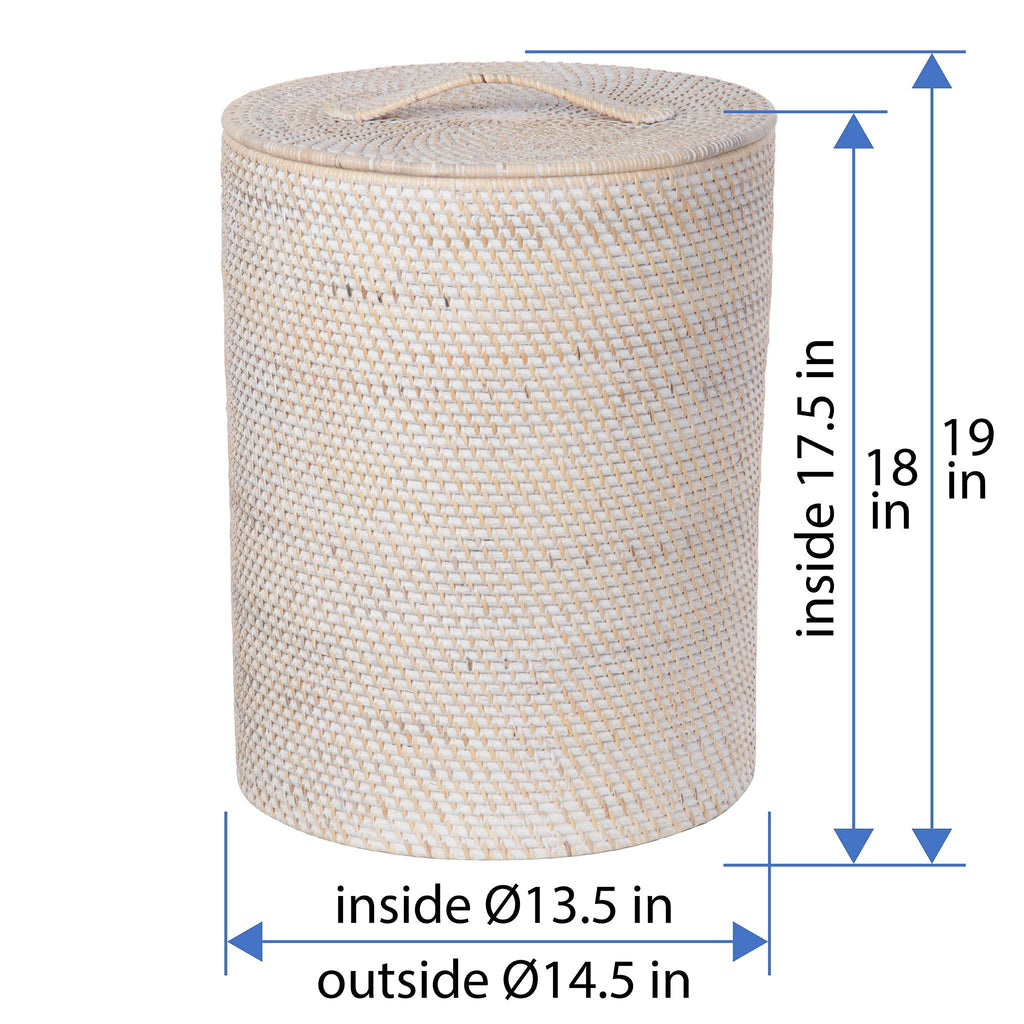 Loma Round Rattan Hamper with Liner, Small Apartment Size