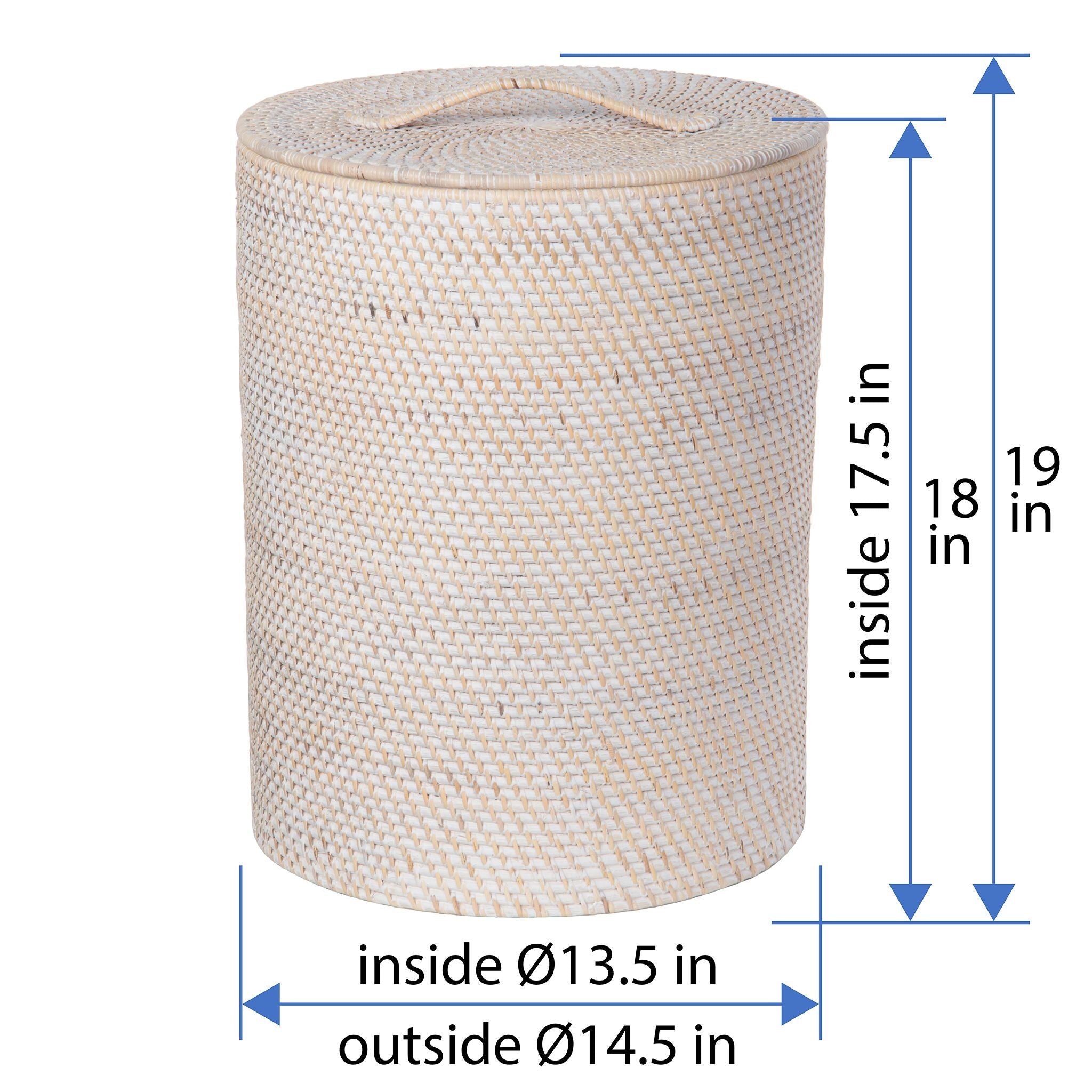 Loma Round Rattan Hamper with Liner, Small Apartment Size