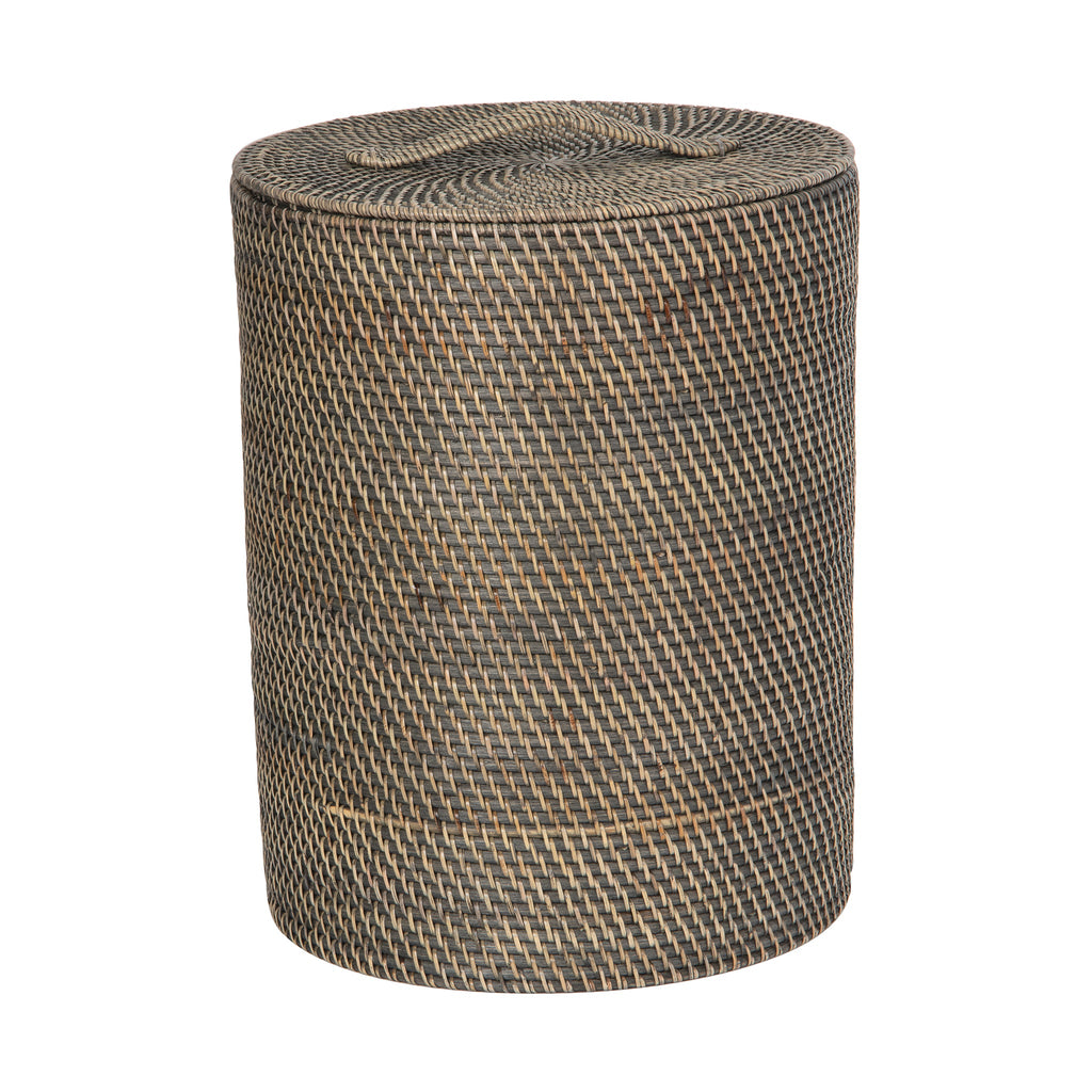 Loma Round Rattan Hamper with Liner, Small Apartment Size