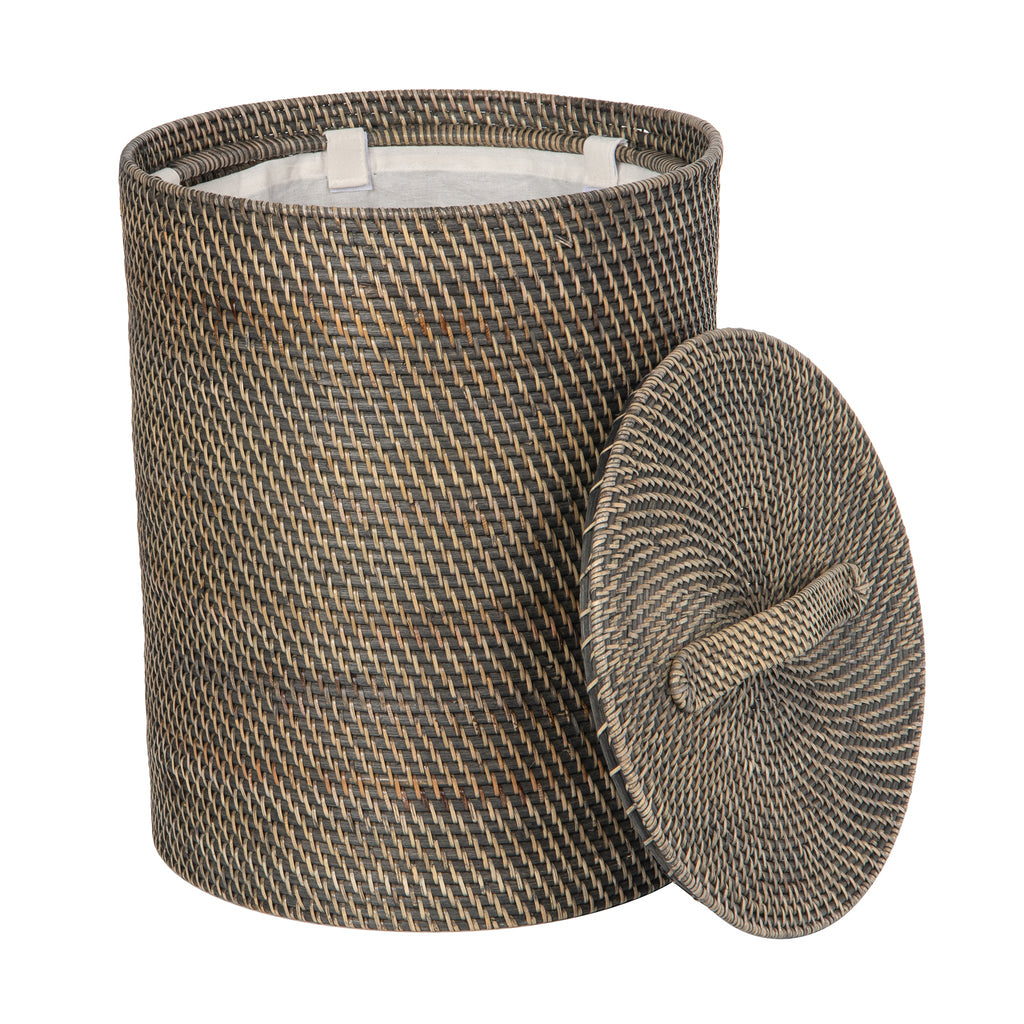 Loma Round Rattan Hamper with Liner, Small Apartment Size