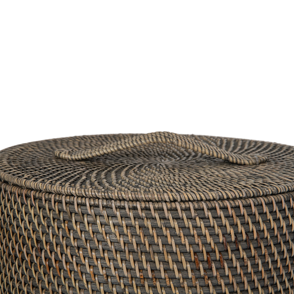 Loma Round Rattan Hamper with Liner, Small Apartment Size