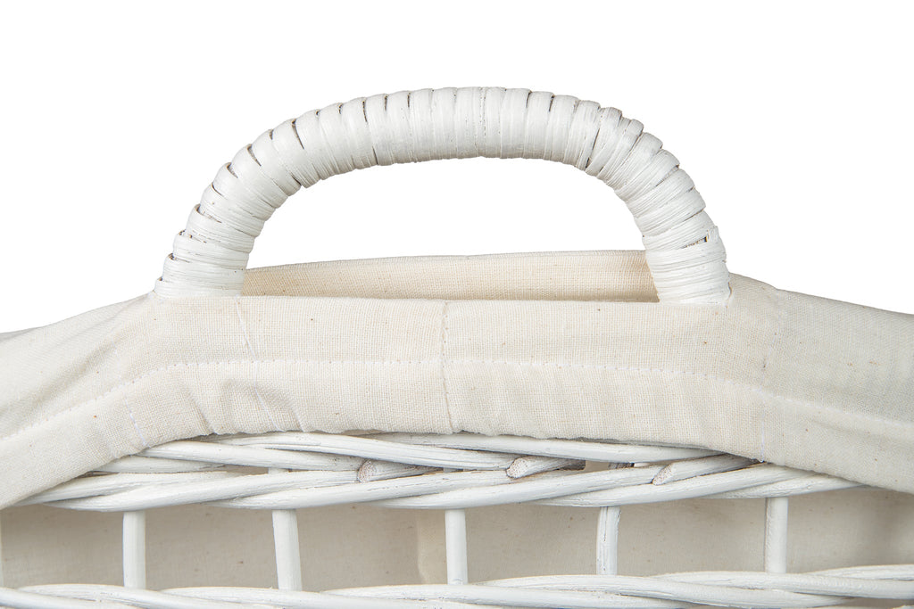 Rolling Wicker Laundry Basket and Hamper with Fabric Liner and Stand