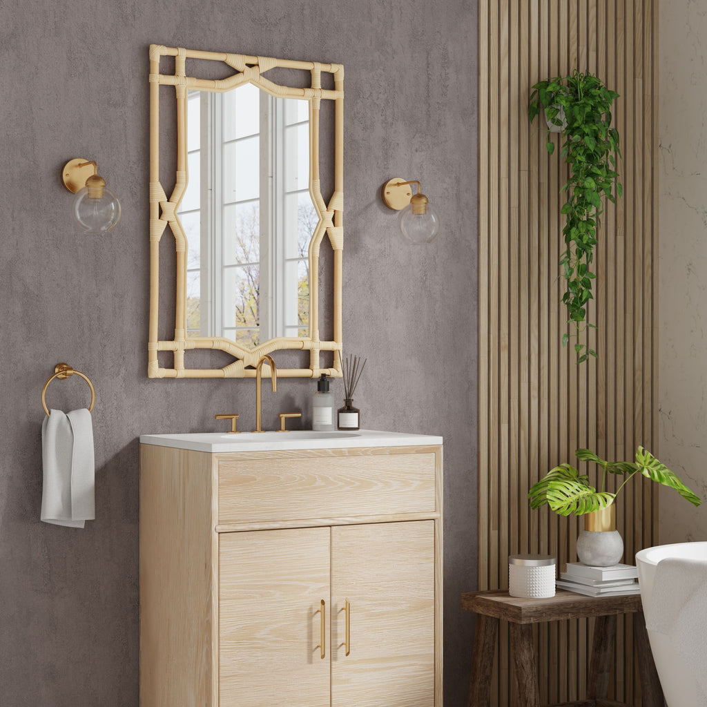 Rectangular Rattan Decorative Chippendale Wall Mirror