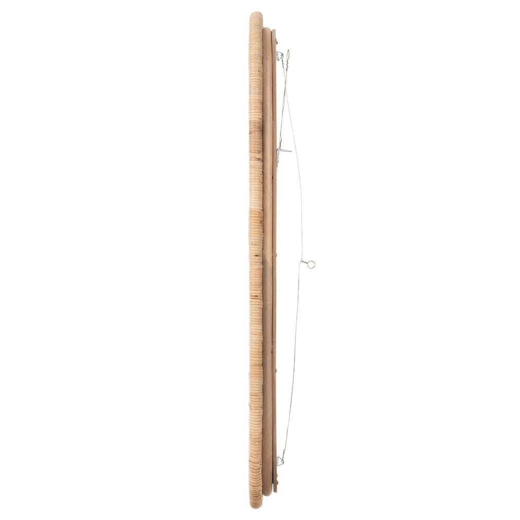 Hinata Rectangular Decorative Rattan Wrapped Mirror, Natural, 24x36