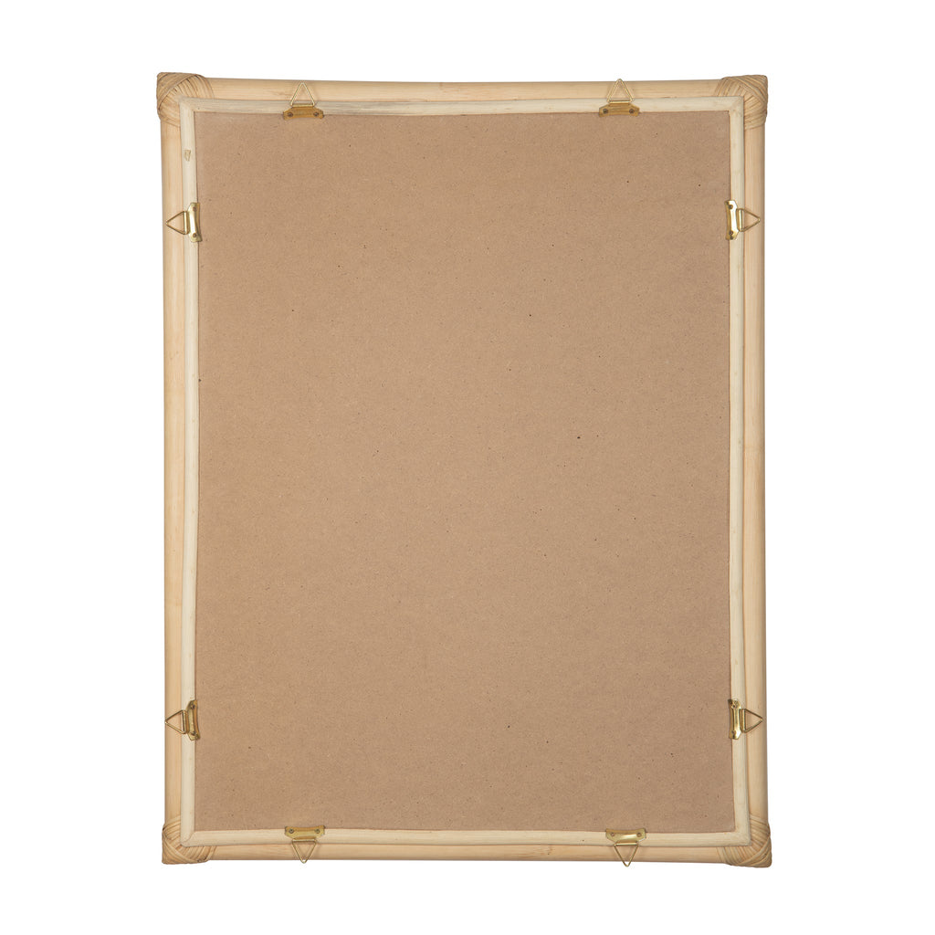 Rectangular Rattan Cuba Decorative Wall Mirror, Natural Brown