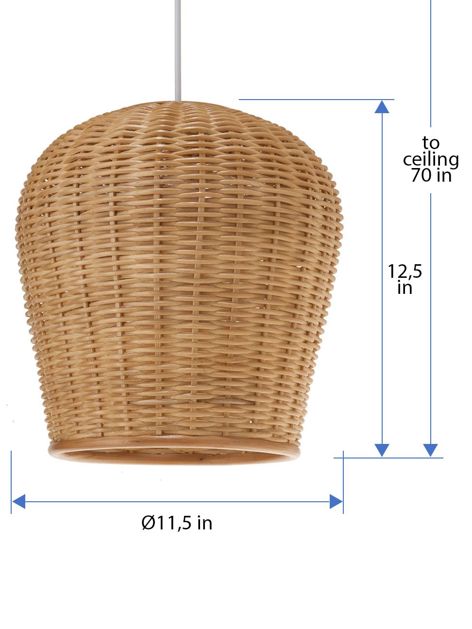 Wicker Pod Pendant Lamp, Natural