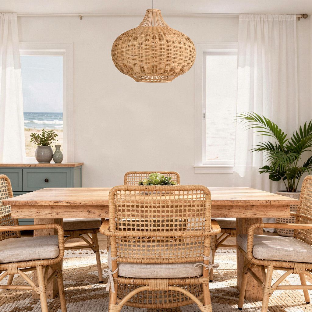 Wicker Pear-Shaped Pendant Lamp, Extra Large