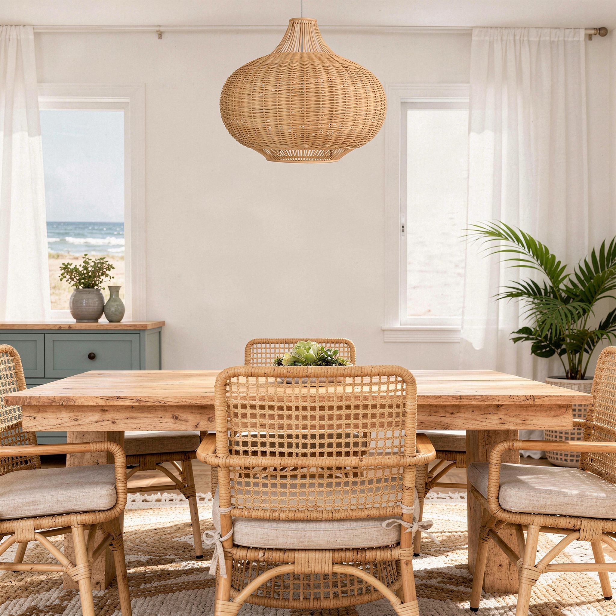Wicker Pear-Shaped Pendant Lamp, Extra Large