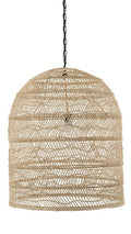 Luhu Open Weave Cane Rib Cloche Pendant Lamp, Natural