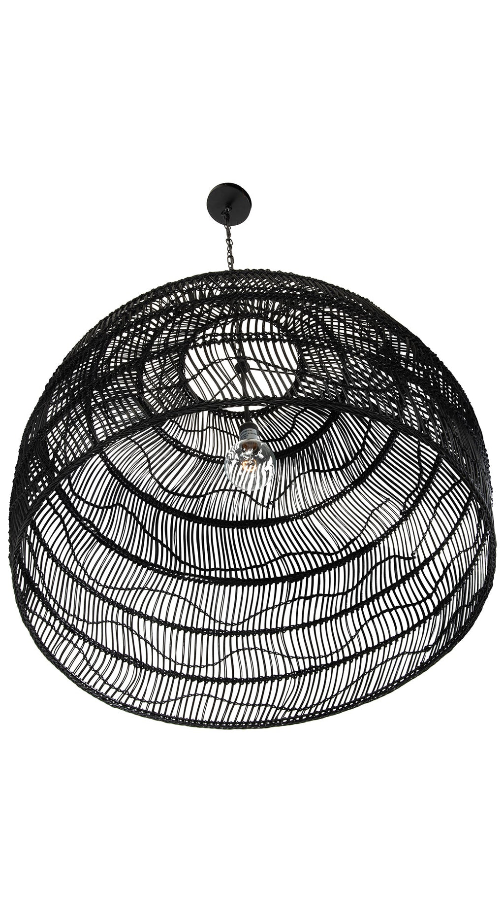 Luhu Open Weave Cane Rib Bell Pendant Lamp, Extra Large, Black