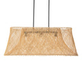 Cane Rib Webbing Oblong Dining Table - Kitchen Island Pendant Lamp, Natural with Black Matte Hardware