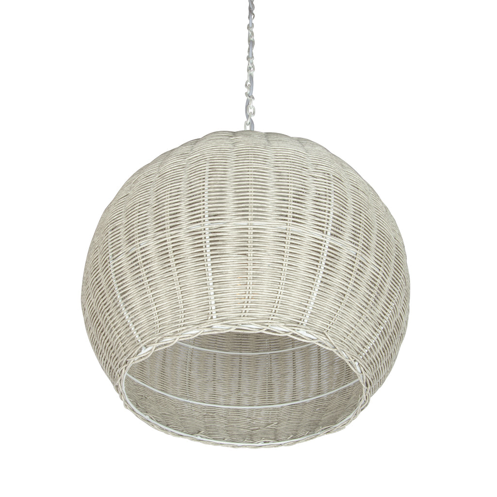 All Weather Wicker Outdoor Ball Pendant Lamp, Brown