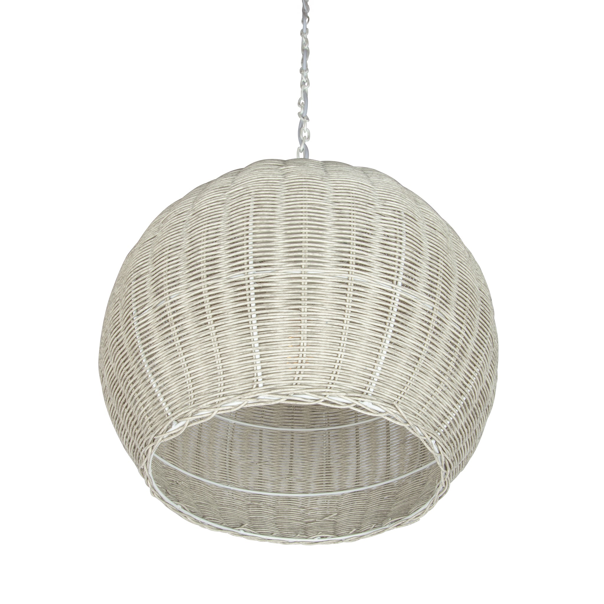 All Weather Wicker Outdoor Ball Pendant Lamp, Brown