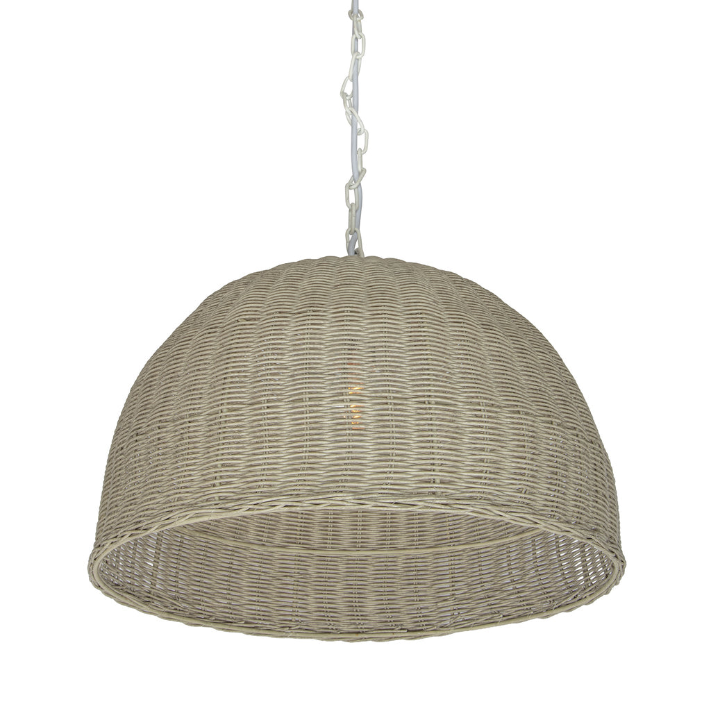 All Weather Wicker Outdoor Dome Pendant Lamp, Brown