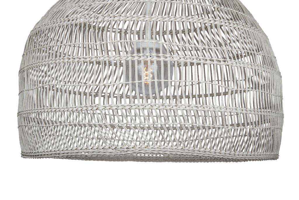 Luhu Open Weave All Weather Cane Rib Outdoor Bell Pendant Lamp
