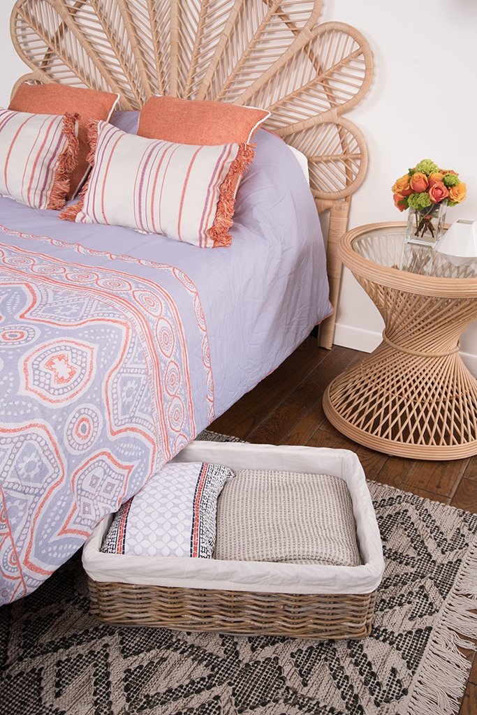 Kobo Rattan Shelf & Underbed Basket, Gray-Brown