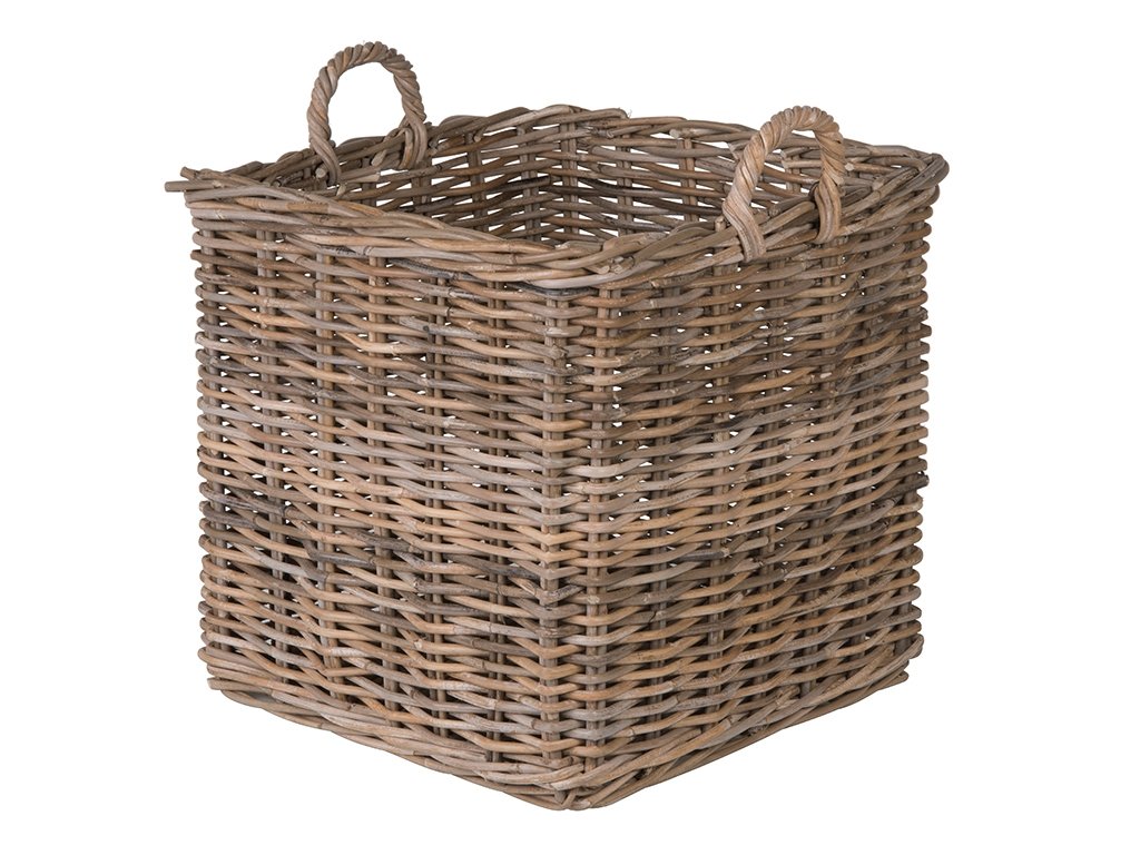 Kobo Square Rattan Basket, Gray-Brown