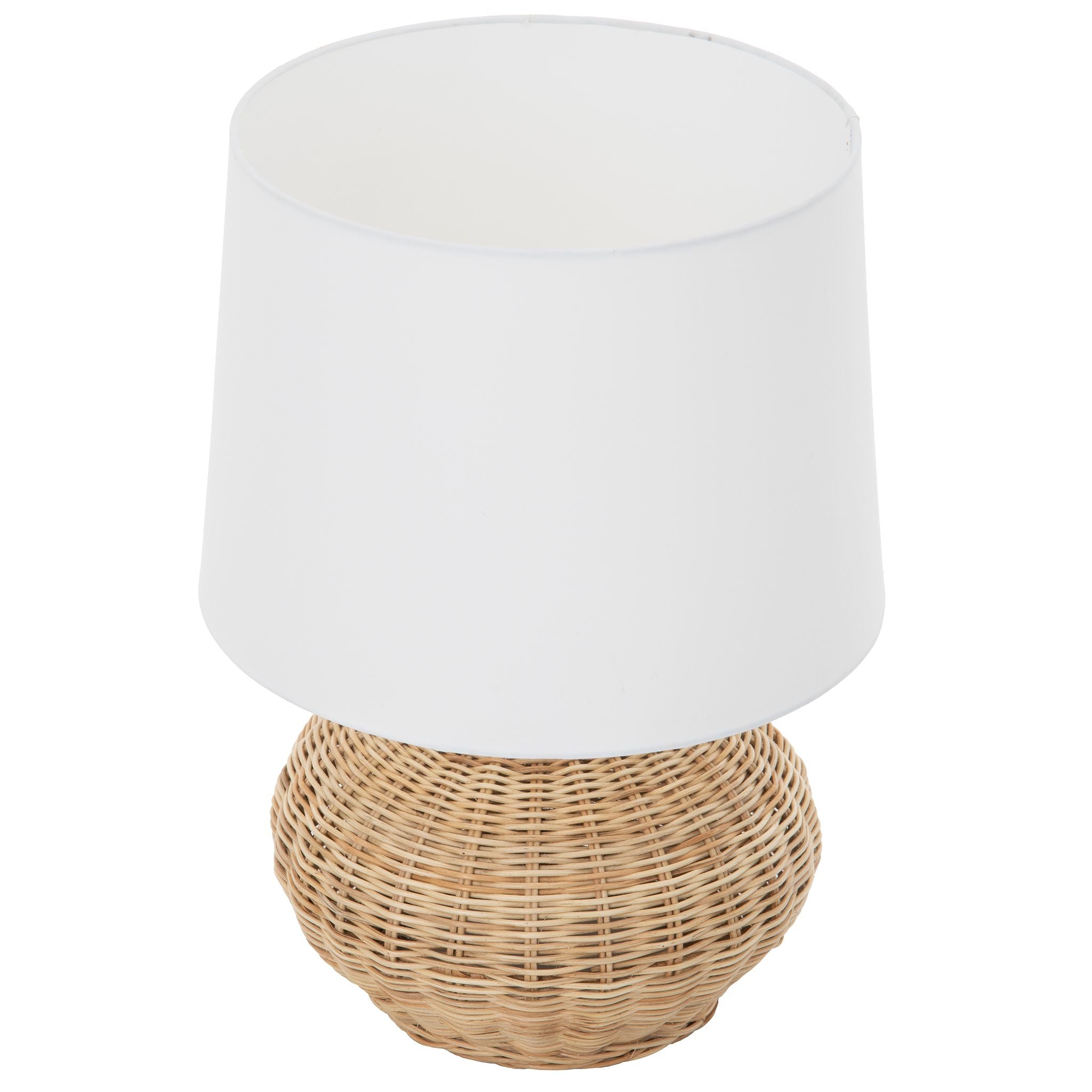 Modern Wicker Base Table Lamp with White Shade - Stylish Home Lighting