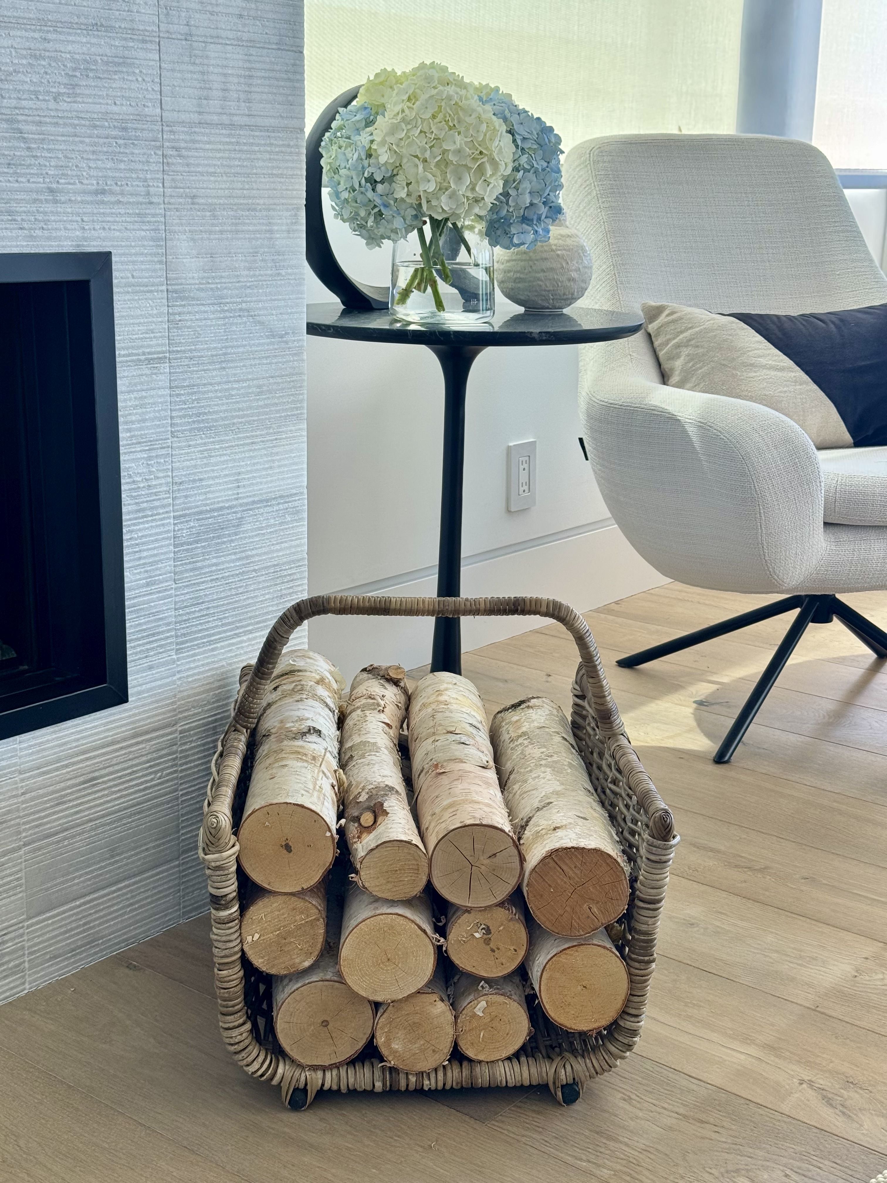 Kobo Rattan Fire Log Basket, Gray-Brown