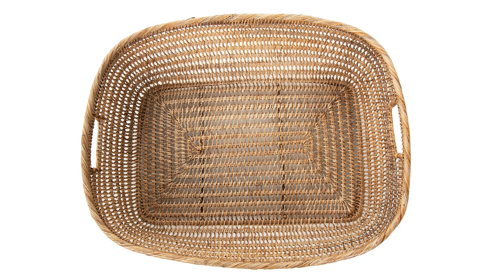 Cambria Rectangular Open Weave Storage Basket, Honey-Brown