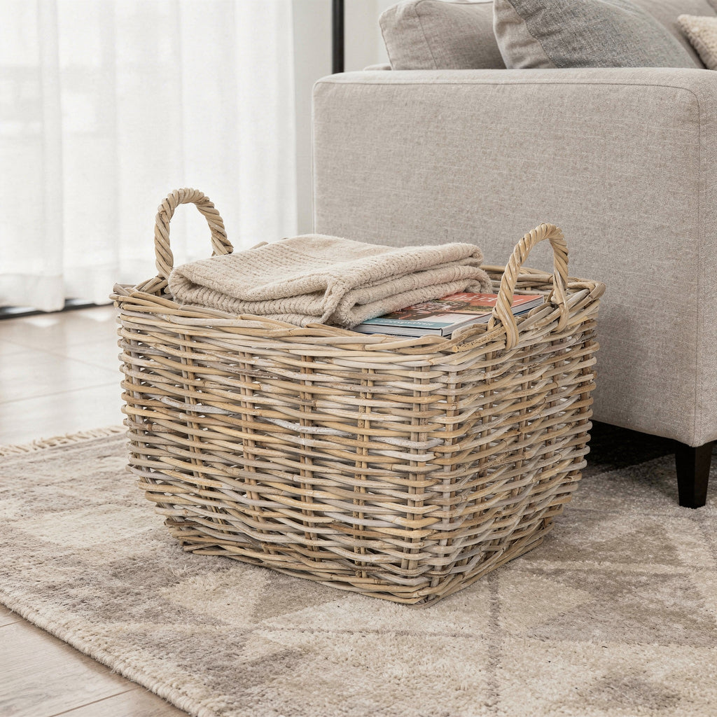 Kobo Rectangular Storage Basket, Large, Gray-Brown