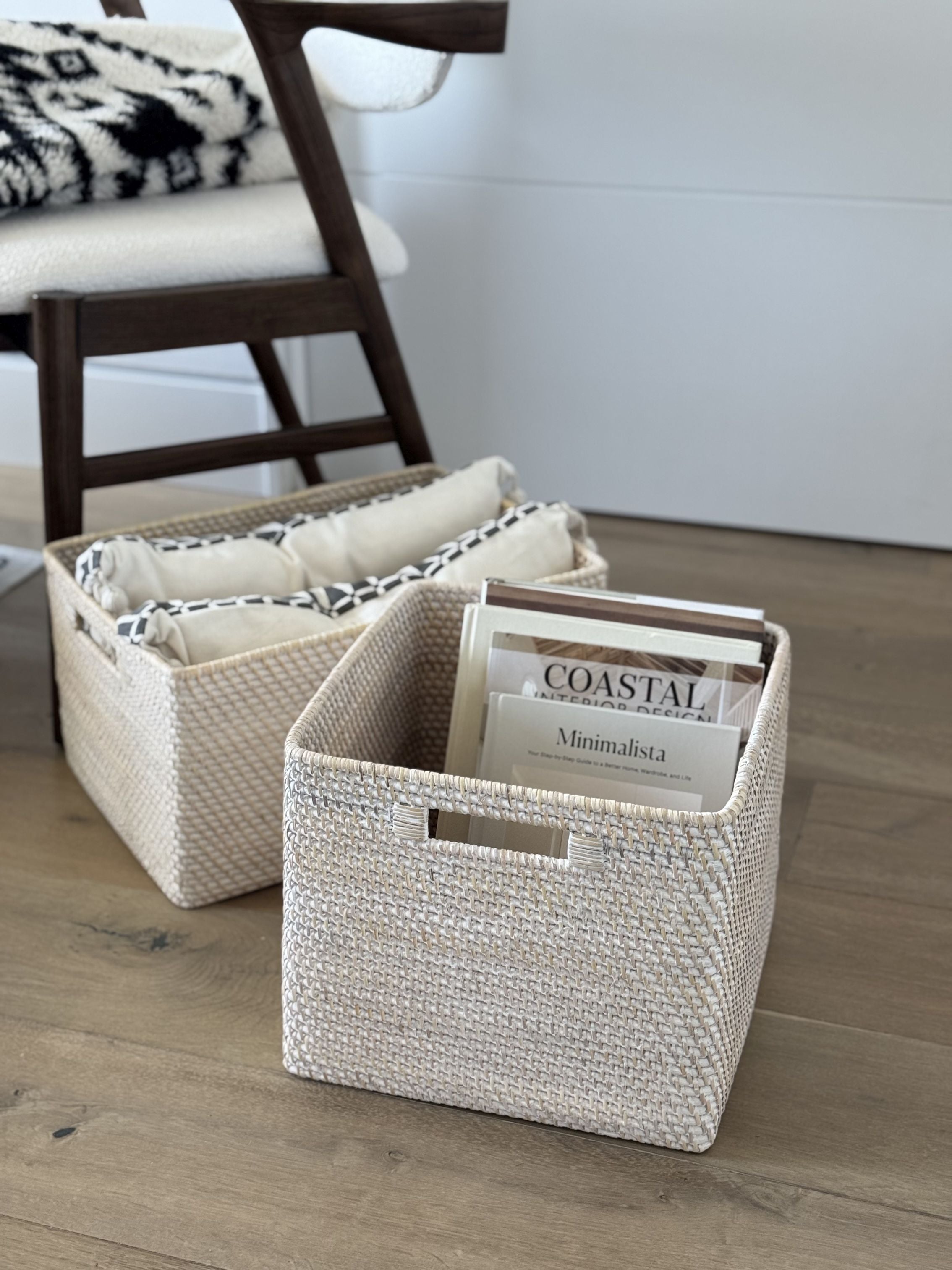 Loma Decorative Square Rattan Storage Basket with Handles