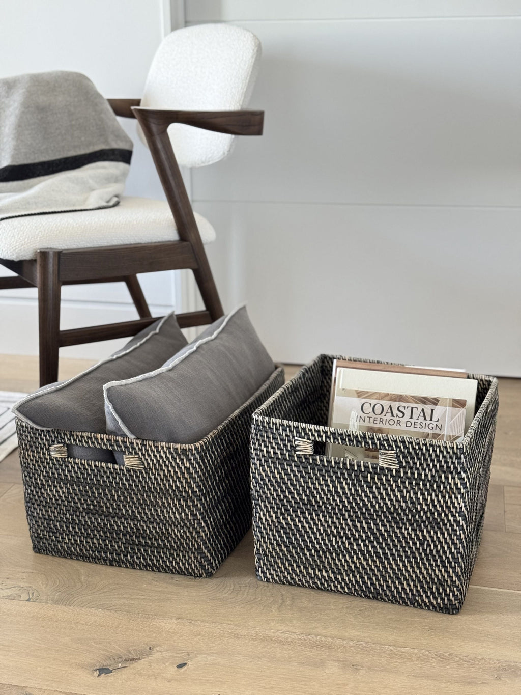 Loma Decorative Square Rattan Storage Basket with Handles