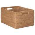 Loma Rectangular Decorative Rattan Storage Basket with Handles