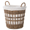 Kobo Round Rattan Storage and Laundry Basket with Liner and Handles - Removable and Washable Liner