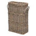 Oval Kobo Umbrella Holder with Galvanized Tin Drip Tray and Handles, Gray Brown