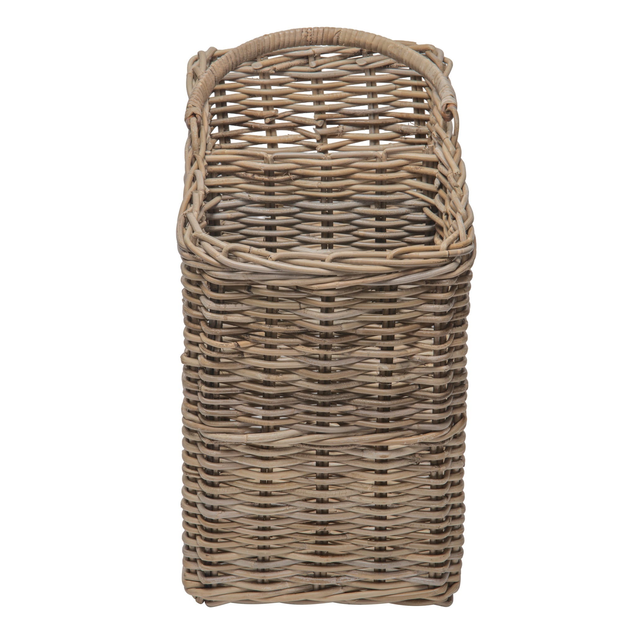 Kobo Rattan Step Basket with Folding Handle, Gray-Brown