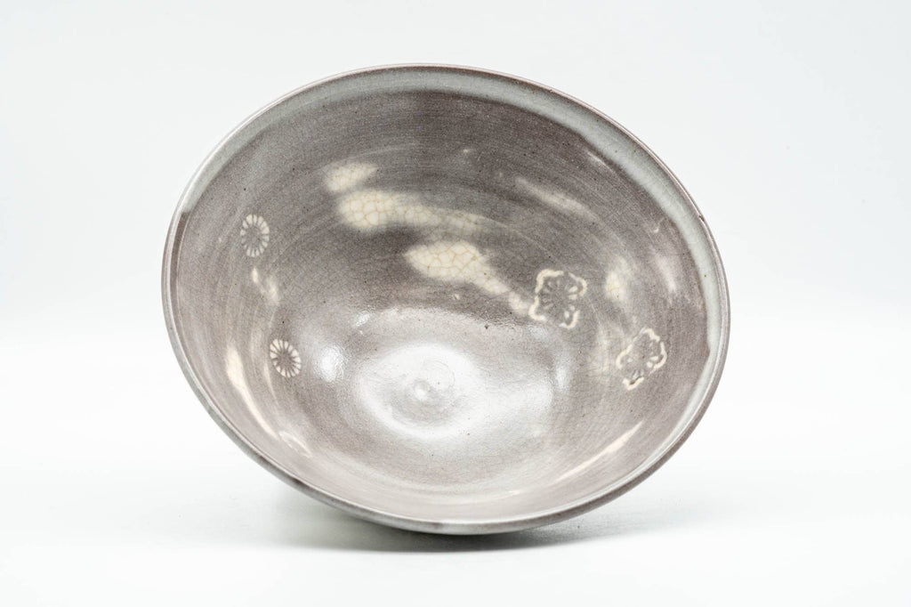 Japanese Matcha Bowl - Hakeme White Brush Stroke Glazed Summer Chawan - 150ml