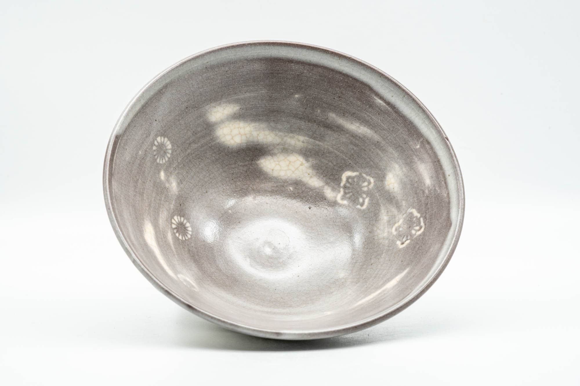 Japanese Matcha Bowl - Hakeme White Brush Stroke Glazed Summer Chawan - 150ml