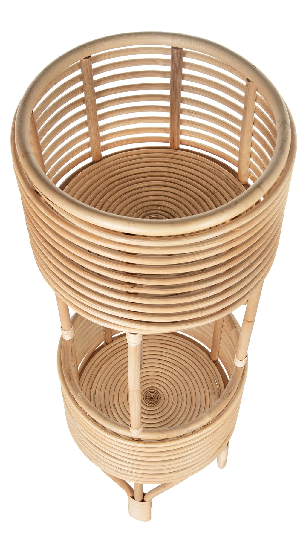 Rattan Indoor Two-Tier Plant Stand, Natural